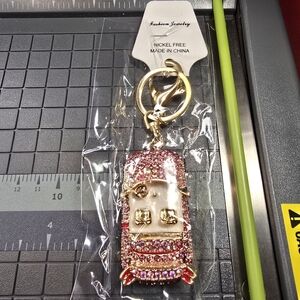 Fashion Jewelry Pink and Gold Car Charm
